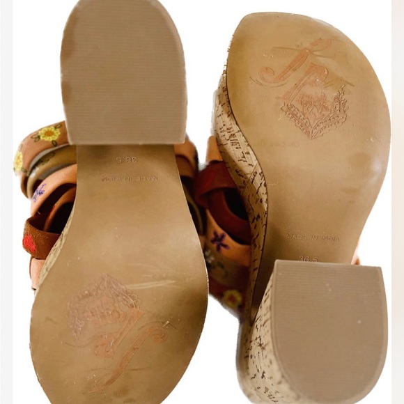 FREE PEOPLE Lisbon Suede Leather Platform Mules in Sandbar Multicolour Size 36.5 - Picture 11 of 14